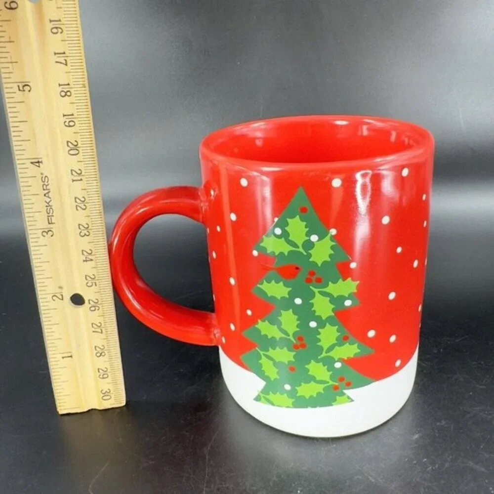 2015 Crate & Barrel Happy Snowman Mug Cup Red White by Joan Anderson Ceramic Set